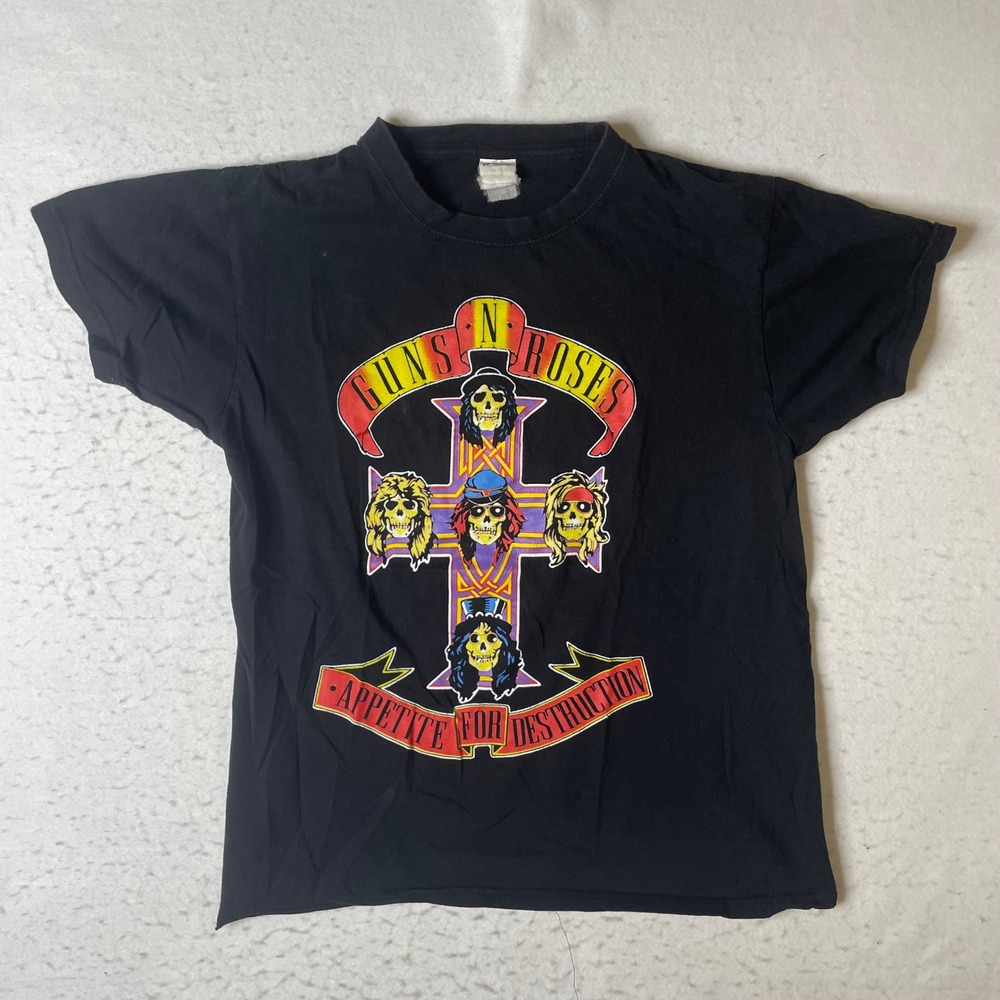 Guns N Roses Appetite‎ For Destruction Black Graphic T-Shirt Ideal Tag Mens L